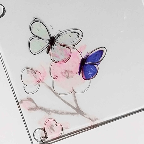 Hand Painted Botanical Butterfly Coaster Set Nwt - Picture 7 of 8